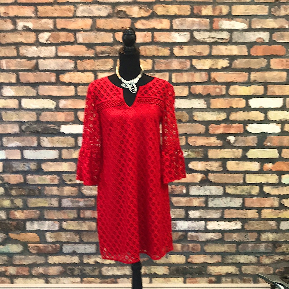 London Times Red Lace Dress - Size 4